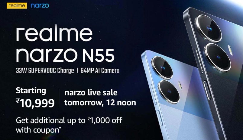 India Desire : Realme Narzo N55 Amazon Price @Rs 10999: Sale Live, Launch Date, Specifications & Buy Online In India